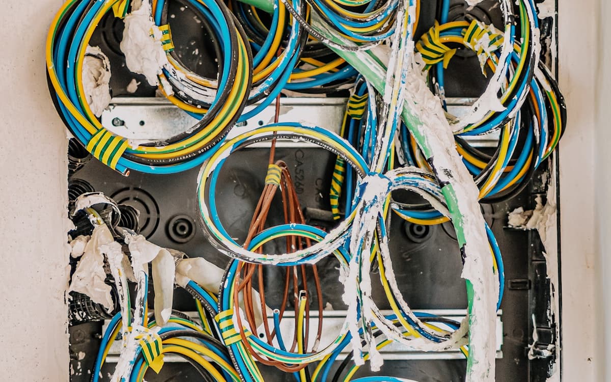 Before — old, unsafe electrical wiring