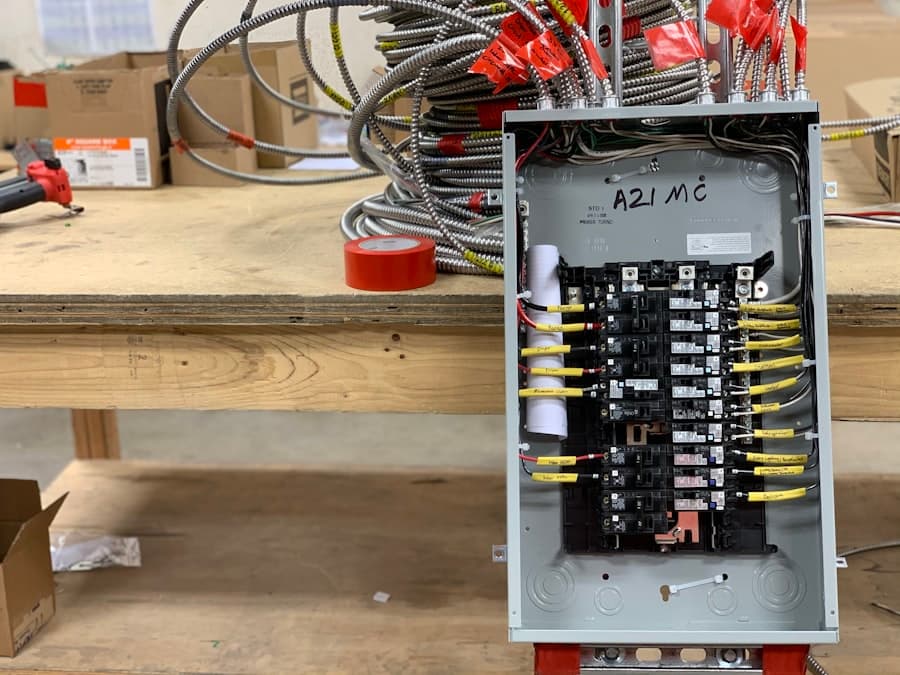 Electrician diagnosing an open electrical panel